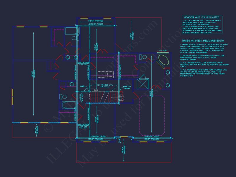 Traditional 4 Bedroom house Plan with 2 Car Garage