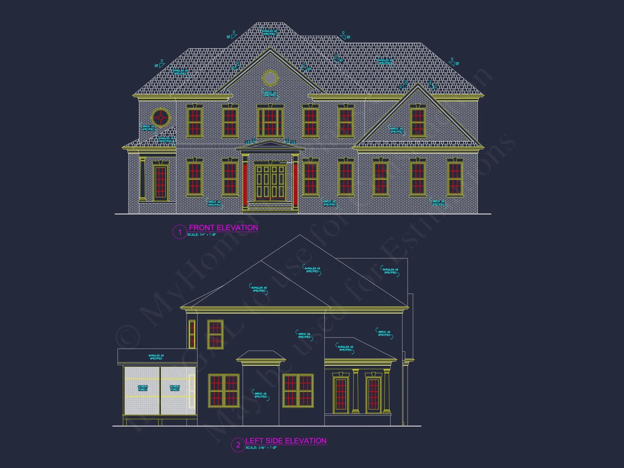 Traditional 4-Bedroom house Plan with 3-Car Garage (3490 Sq Ft)