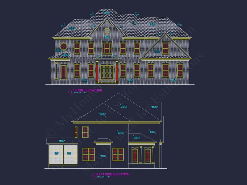 Traditional 4-Bedroom house Plan with 3-Car Garage (3490 Sq Ft)