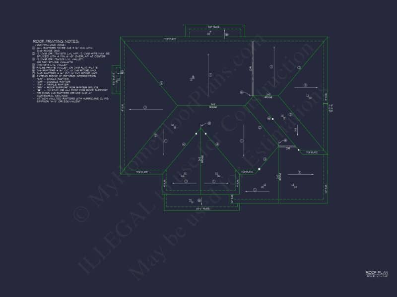 Traditional Colonial 3-Bedroom house Floor Plan & Blueprint