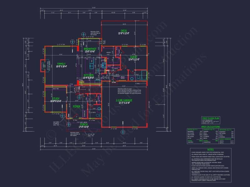 Traditional Colonial 3-Bedroom house Floor Plan & Blueprint