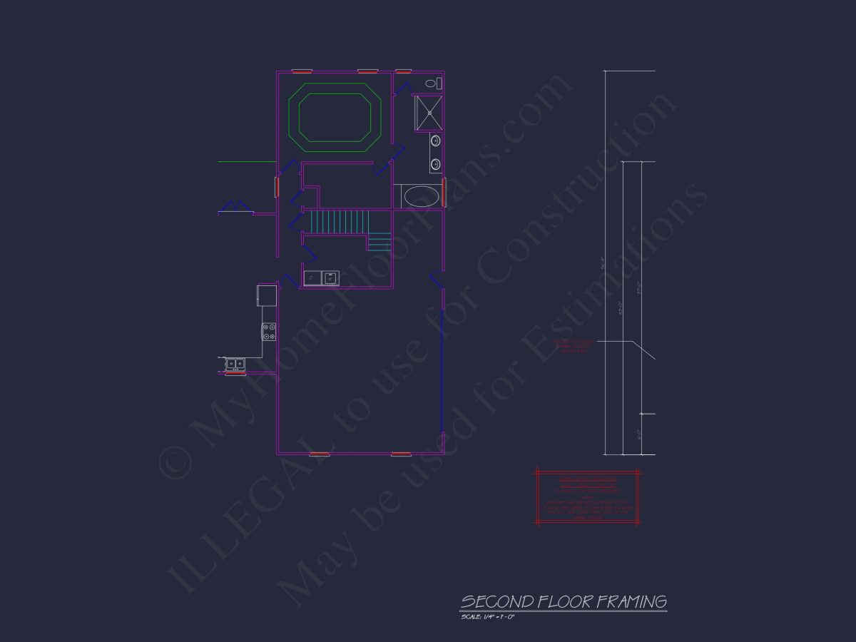 Traditional Colonial house Plan with 2 Floors and 4 Bedrooms