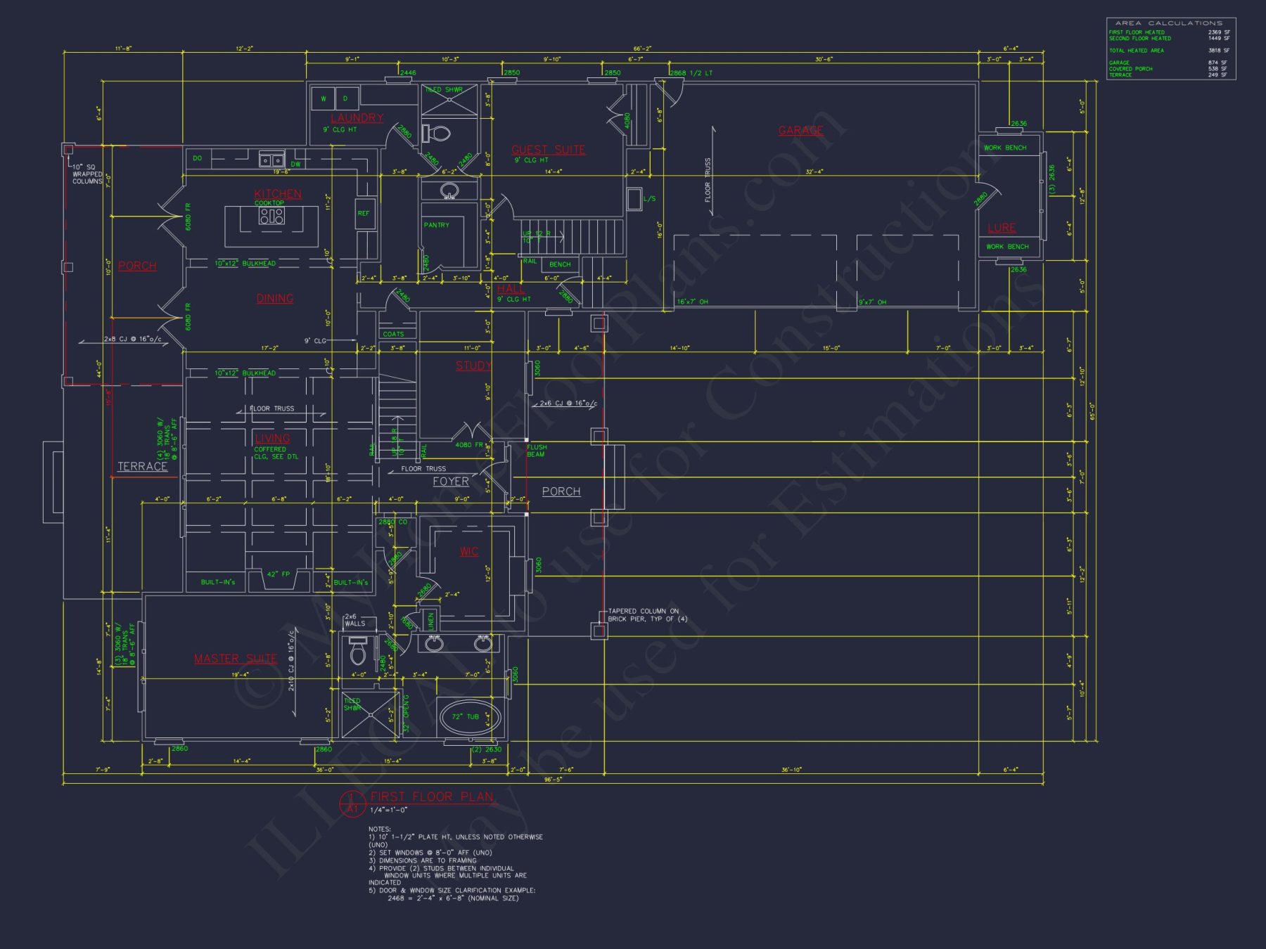 Traditional Craftsman Floor Plan with CAD Architecture