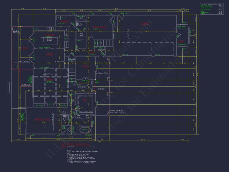 Traditional Craftsman Floor Plan with CAD Architecture
