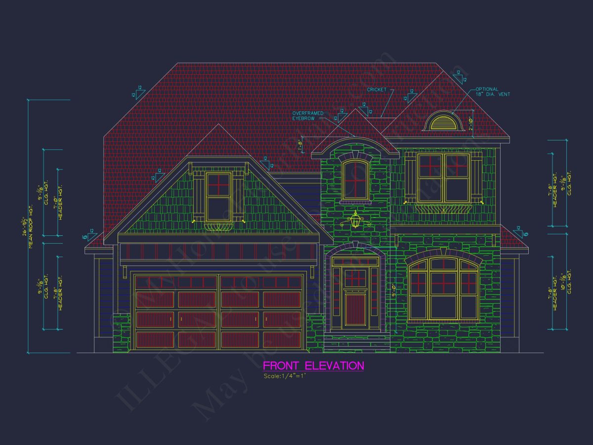 Traditional Craftsman house Floor Plan Design with CAD Blueprints
