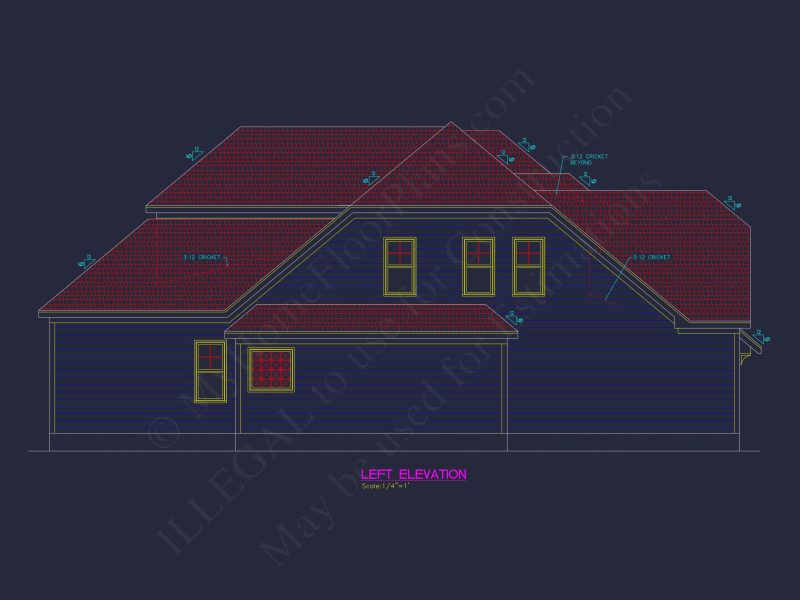 Traditional Craftsman house Floor Plan Design with CAD Blueprints