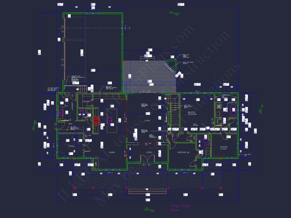Traditional Craftsman house Floor Plan with CAD Designs