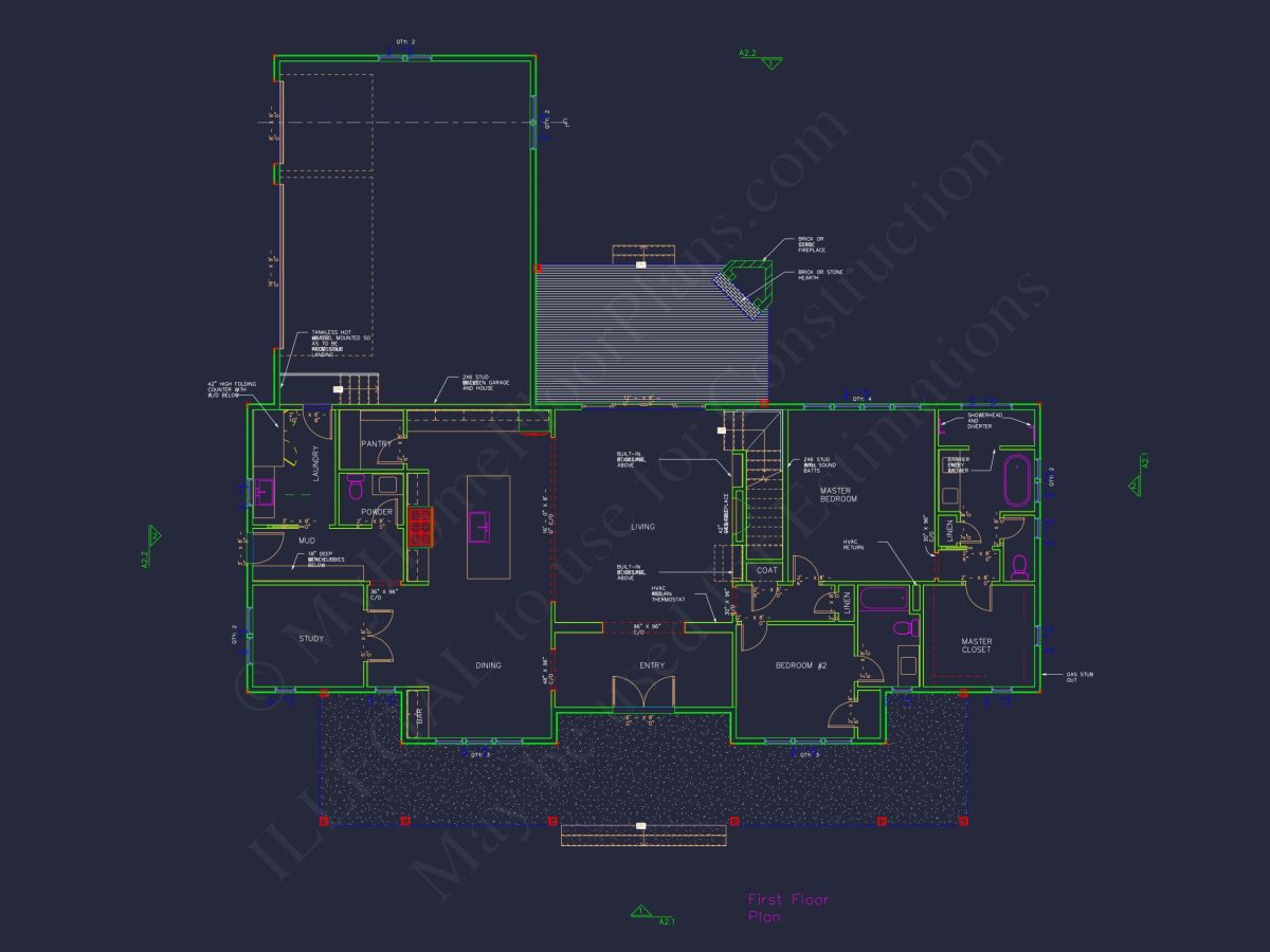 Traditional Craftsman house Floor Plan with CAD Designs