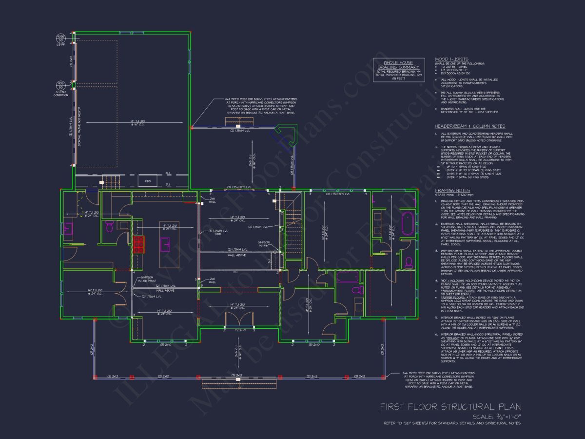 Traditional Craftsman house Floor Plan with CAD Designs