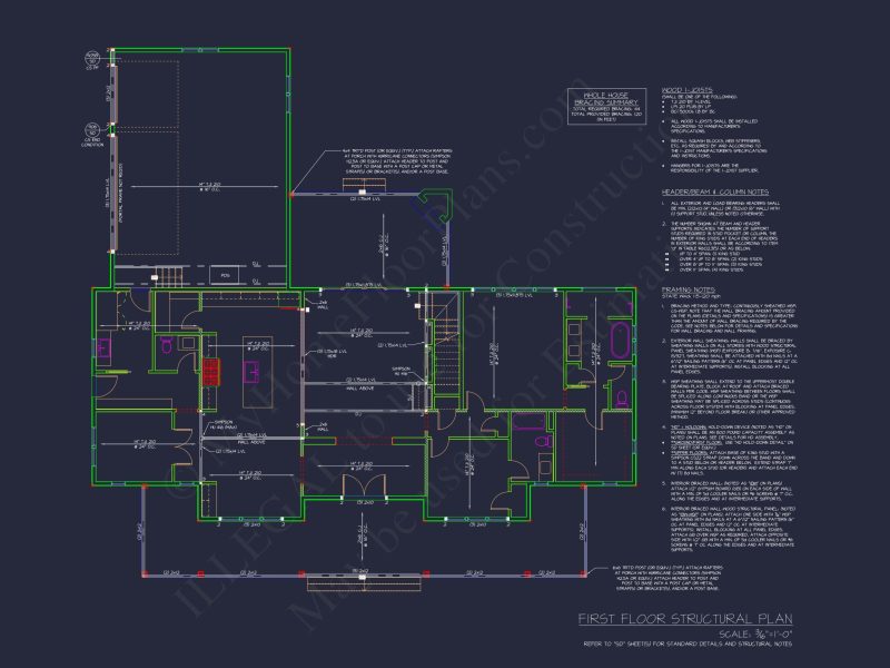 Traditional Craftsman house Floor Plan with CAD Designs
