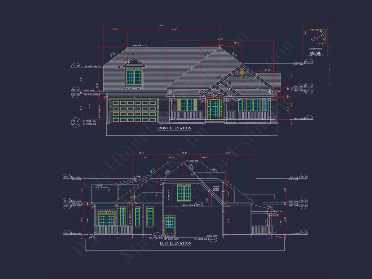 Traditional Craftsman house Plan: 2-Story Blueprint with CAD Design