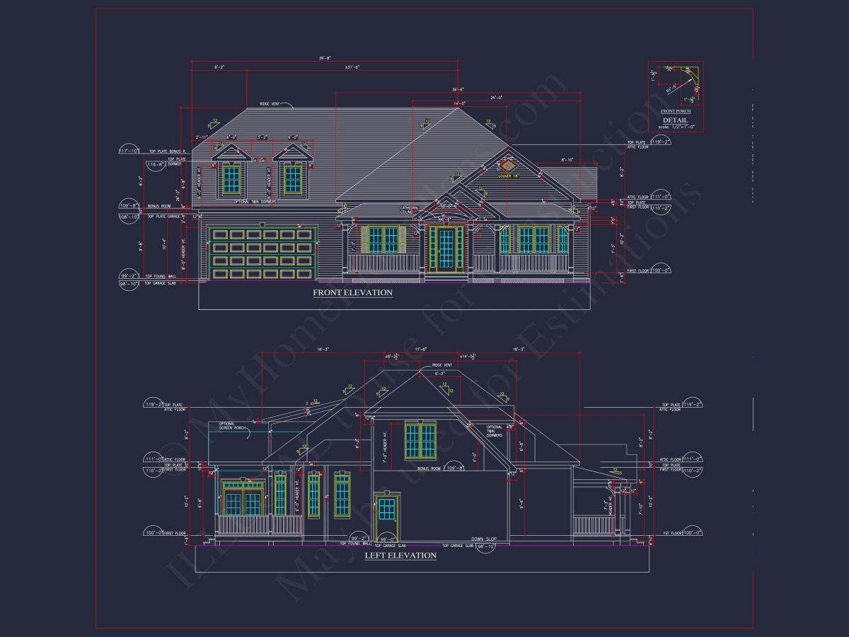 Traditional Craftsman house Plan: 2-Story Blueprint with CAD Design