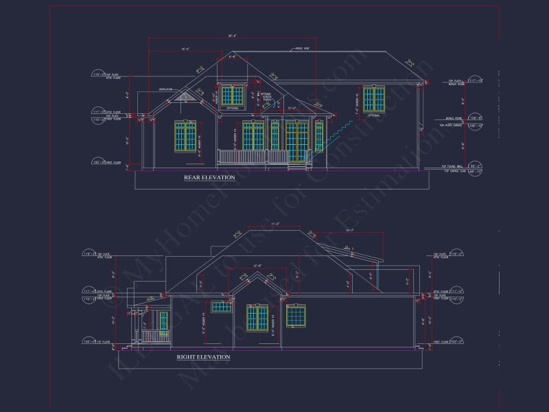 Traditional Craftsman house Plan: 2-Story Blueprint with CAD Design