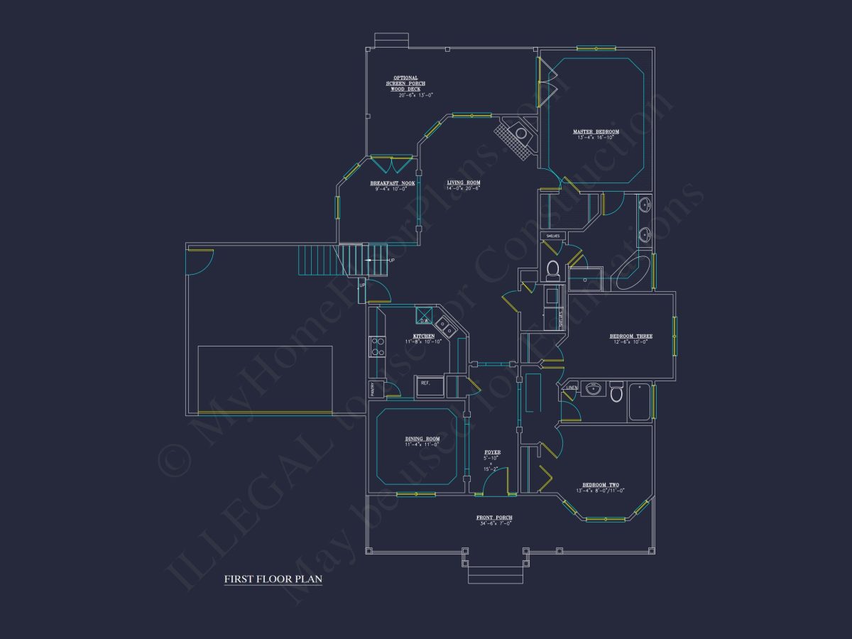Traditional Craftsman house Plan: 2-Story Blueprint with CAD Design
