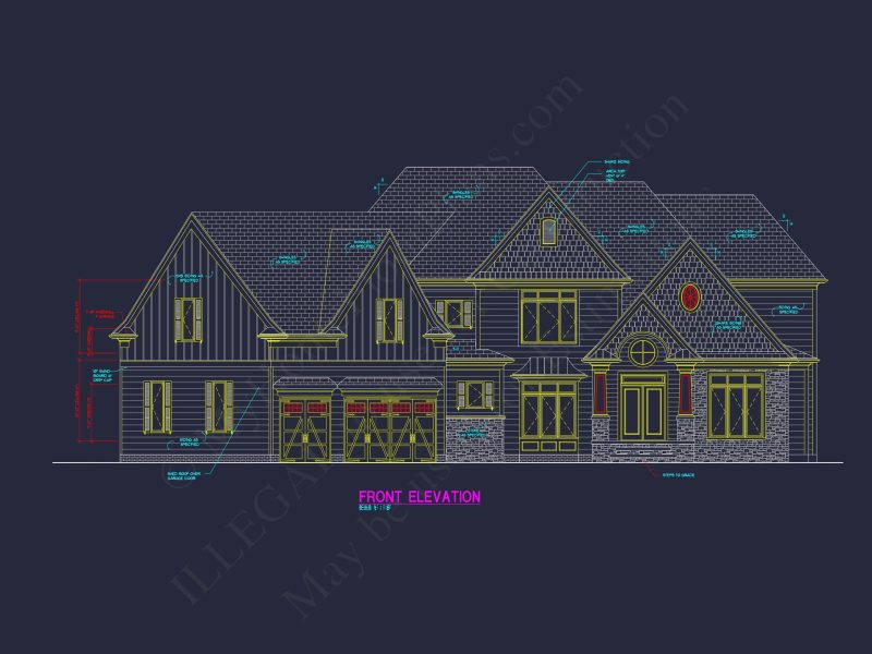 Traditional Craftsman house Plan - 4 Bed, 4 Bath, 5350 SqFt - Blueprint & CAD