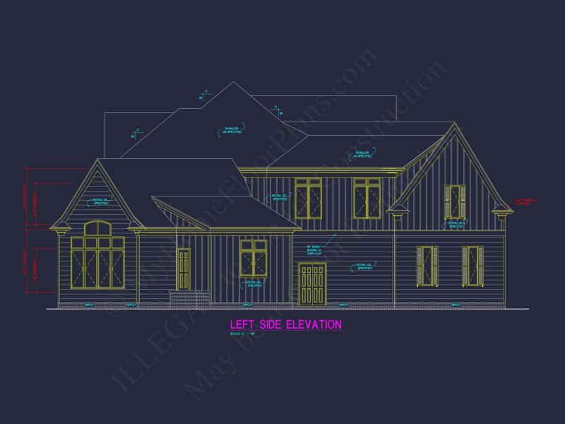 Traditional Craftsman house Plan - 4 Bed, 4 Bath, 5350 SqFt - Blueprint & CAD