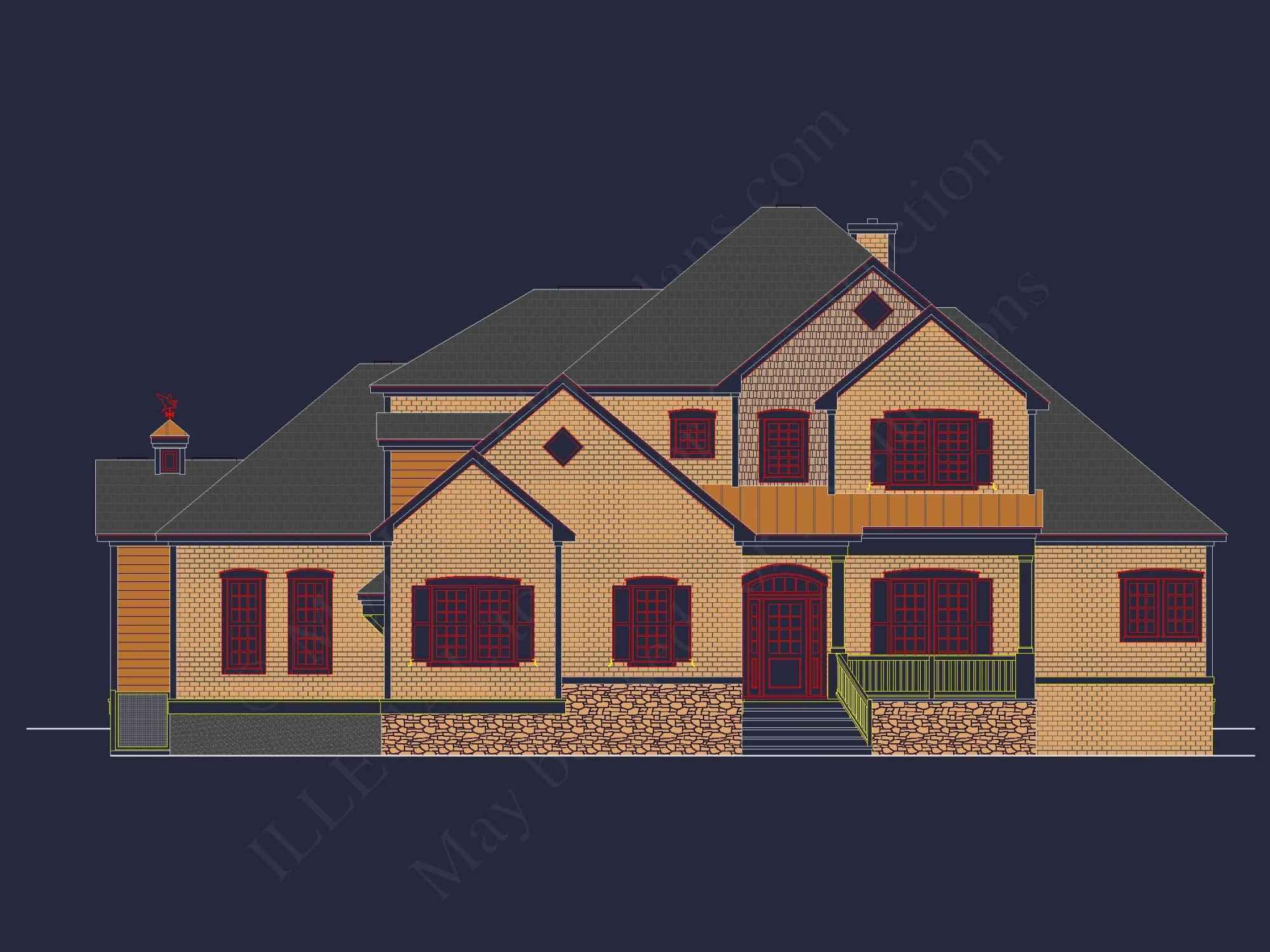 Traditional Craftsman house Plan - Detailed Floor Blueprint