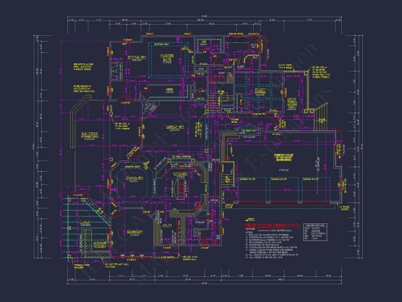 Traditional Craftsman house Plan - Detailed Floor Blueprint