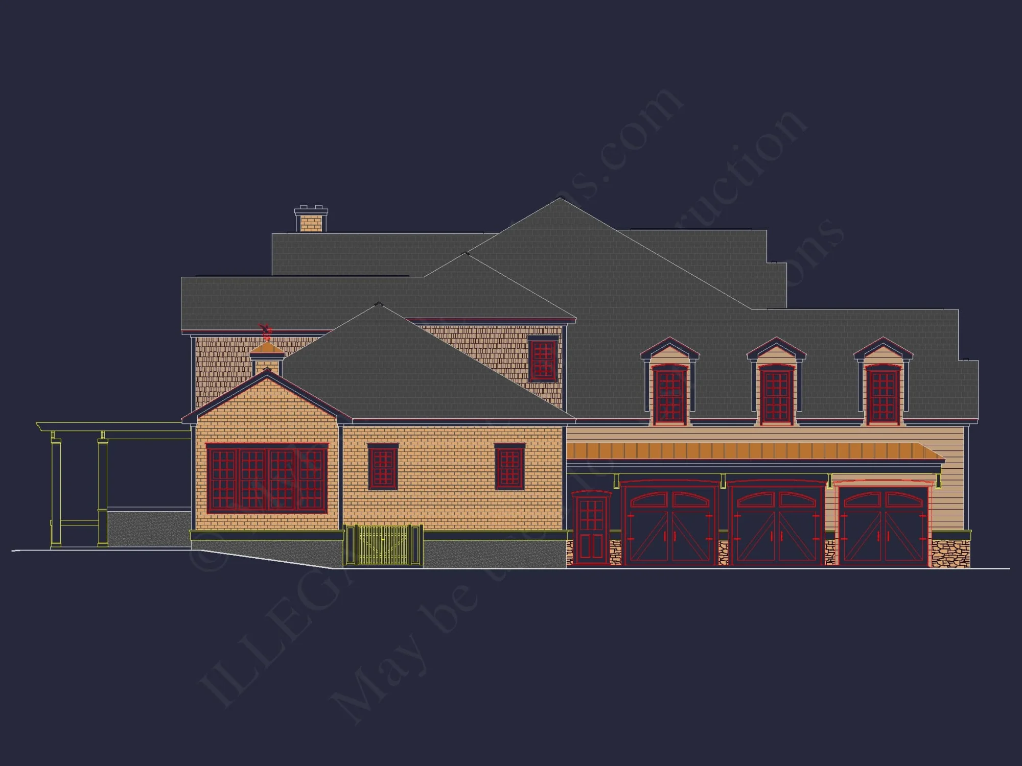 Traditional Craftsman house Plan - Detailed Floor Blueprint
