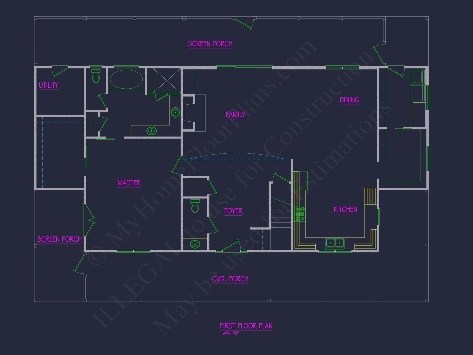 Traditional Craftsman house Plan - Detailed Floor Plan and CAD Design
