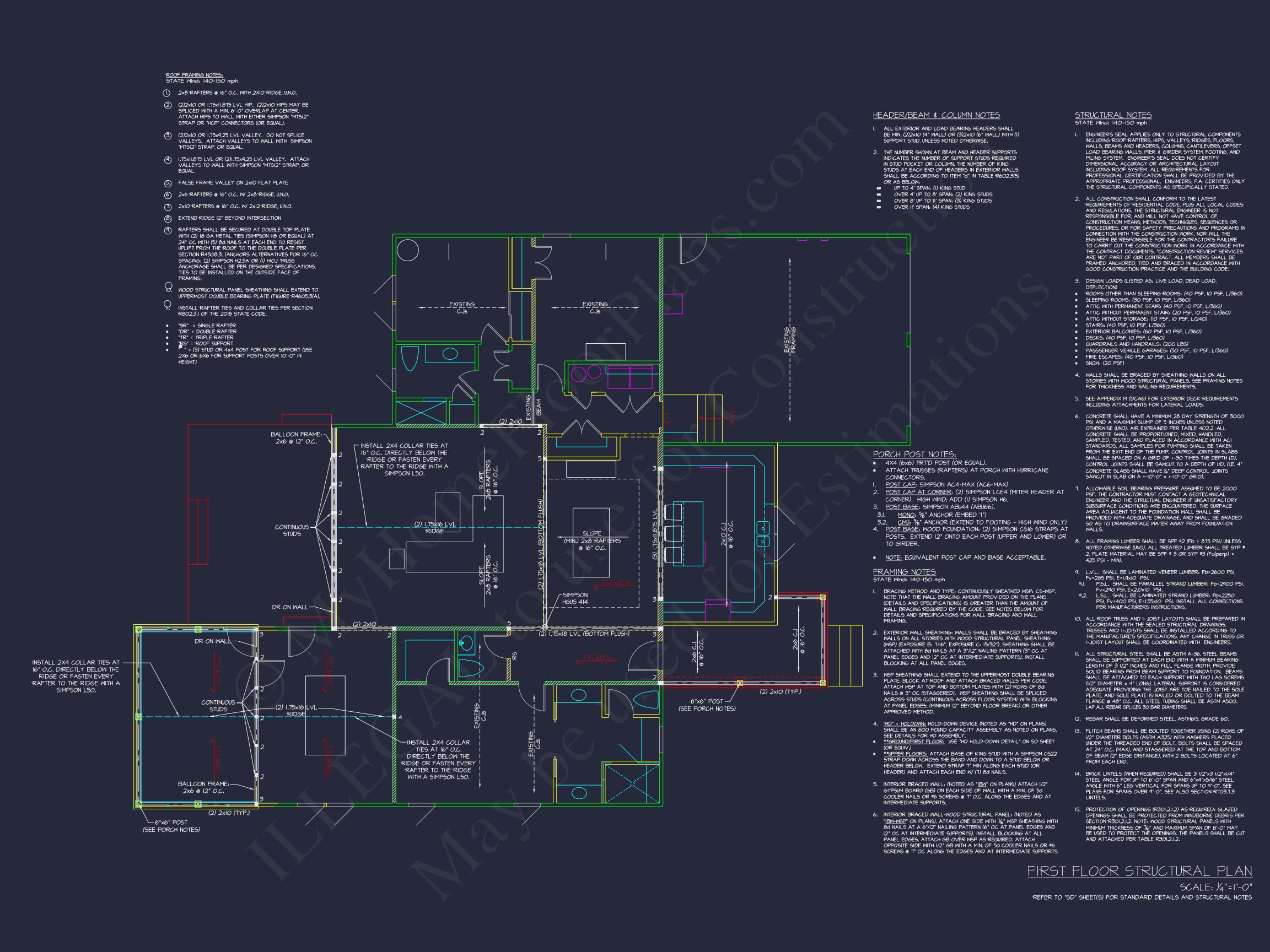Traditional Craftsman Home Plan with 1-Story CAD Designs
