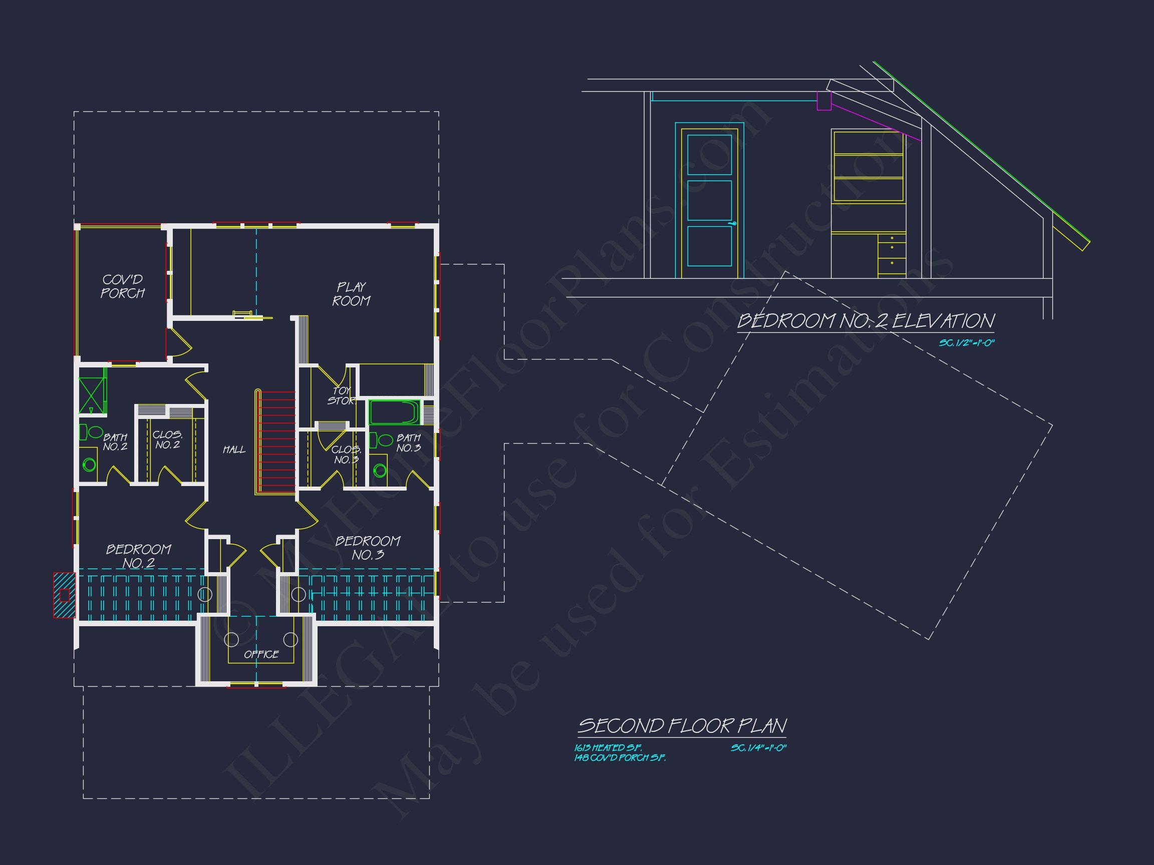 Traditional Craftsman house Plan with 2-Story Floor Design and Detached Garage
