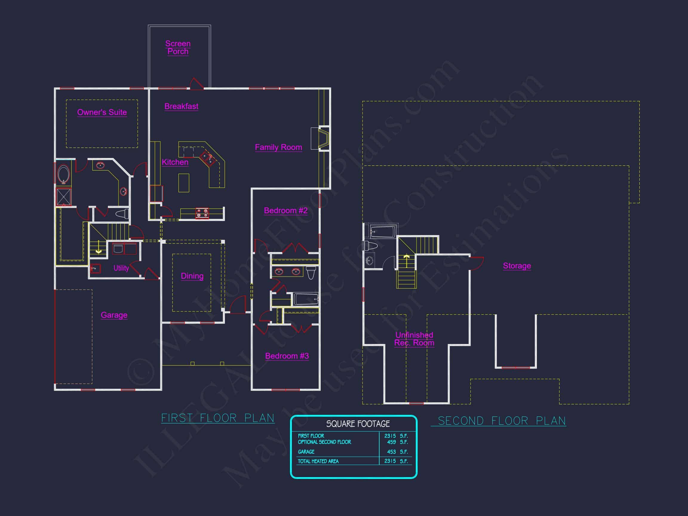 Traditional Craftsman house Plan with 3 Bedrooms and CAD Designs