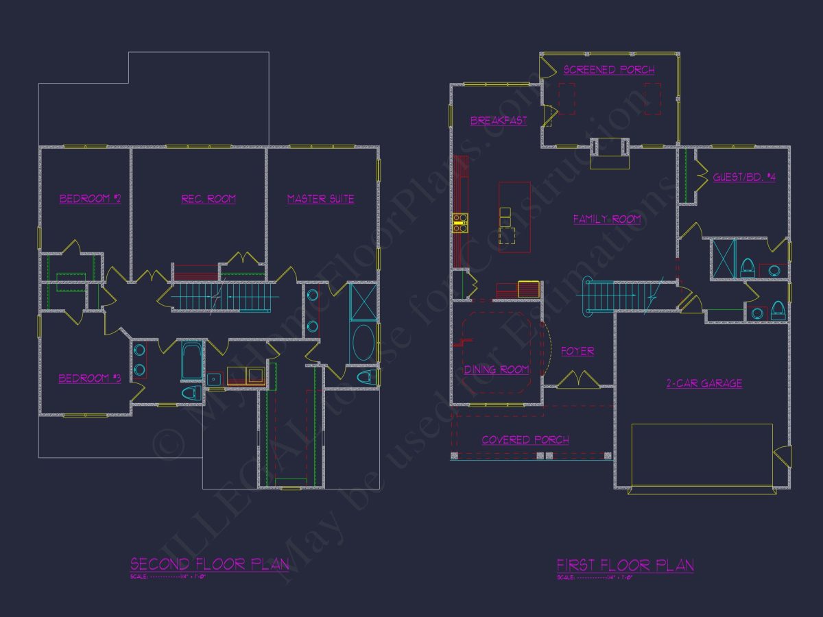 Traditional Craftsman house Plan with 4 Bedrooms & 2-Car Garage