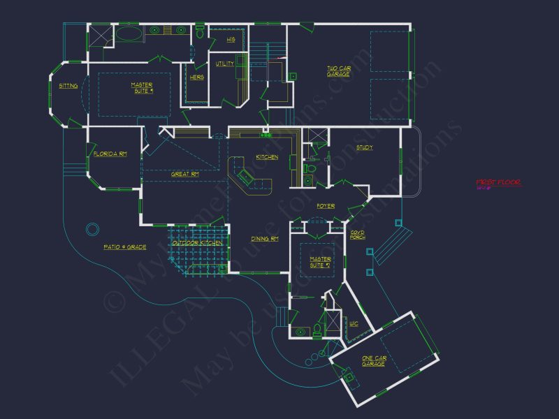 Traditional Craftsman house Plan with 4 Bedrooms and CAD Designs