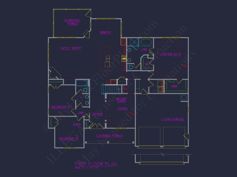 Traditional Craftsman house Plan with 4 Beds & Open Floor Plan