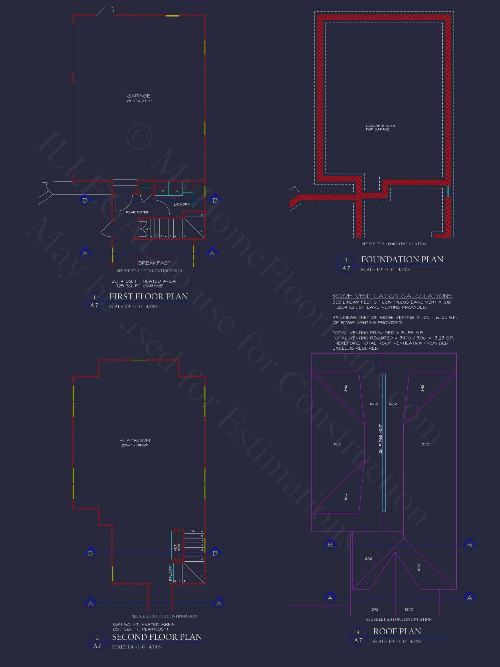 Traditional Craftsman house Plan with 4 Beds,3 Garage Bays,and Vaulted Ceilings