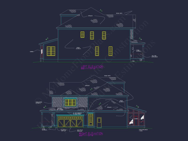 Traditional Craftsman house Plan with 5 Bedrooms and CAD Designs