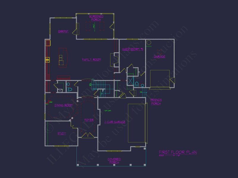 Traditional Craftsman house Plan with 5 Bedrooms and CAD Designs