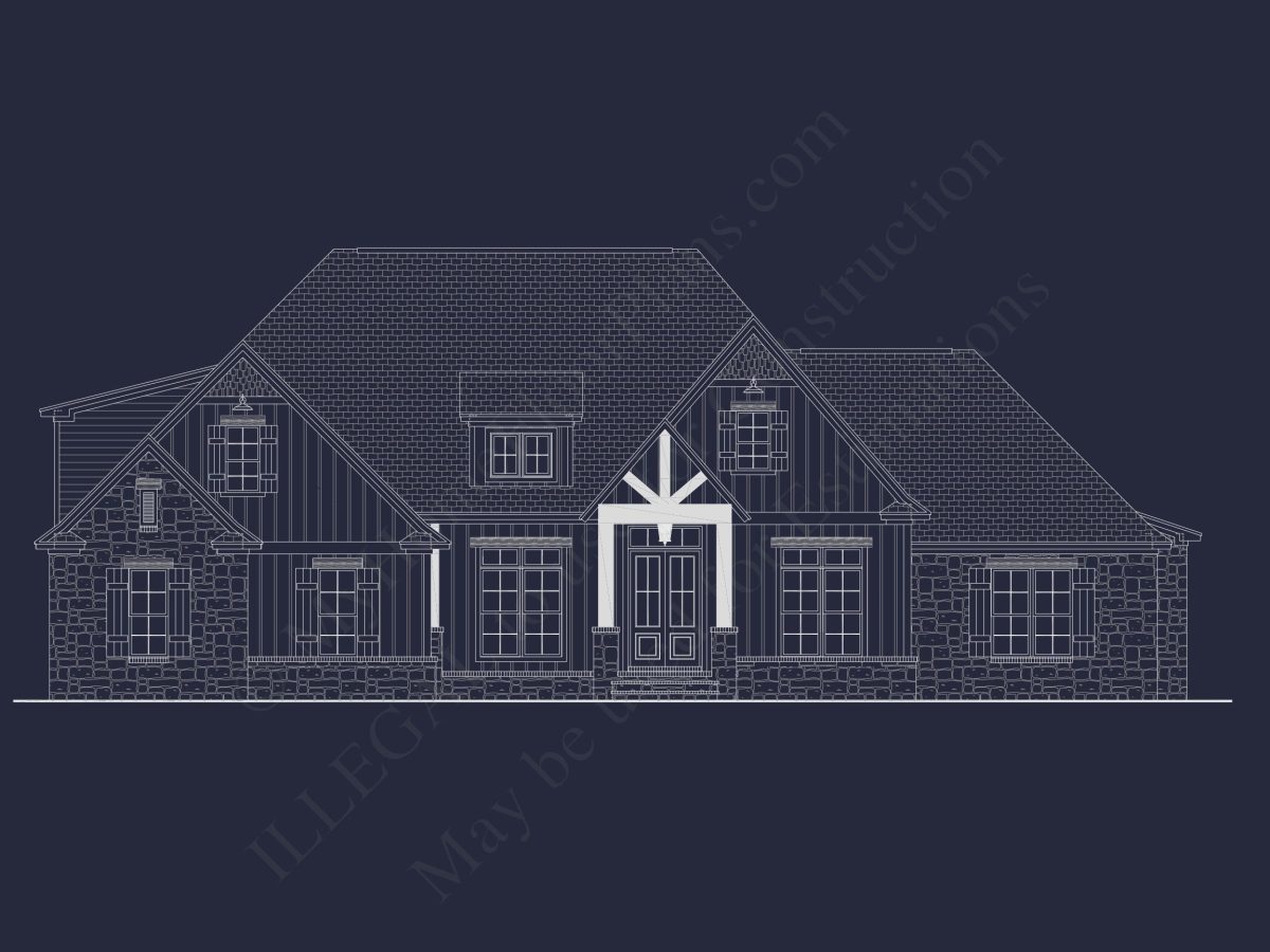 Traditional Craftsman house Plan with Bonus Room and Vaulted Ceilings