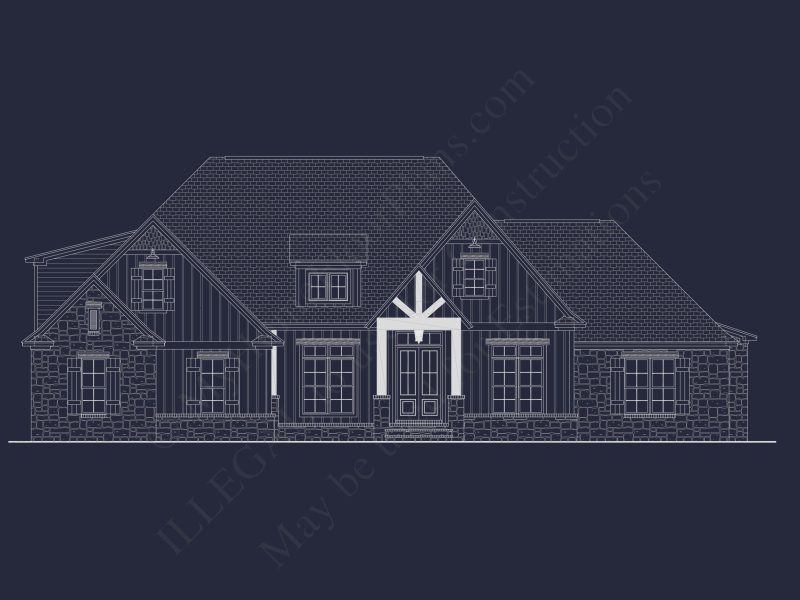 Traditional Craftsman house Plan with Bonus Room and Vaulted Ceilings