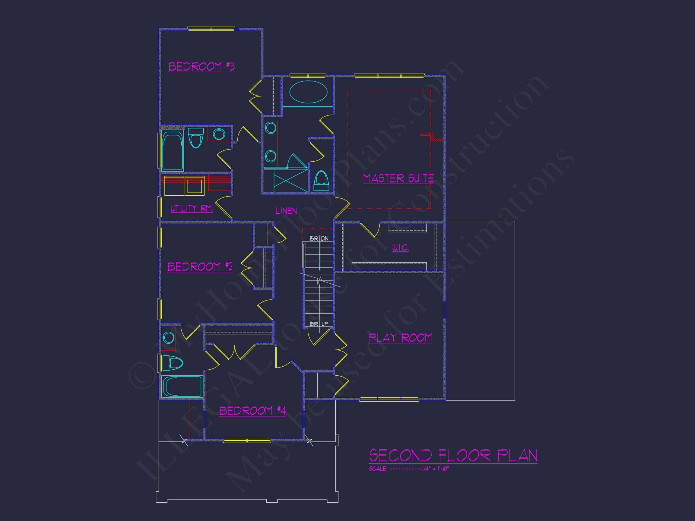 Traditional Craftsman house Plan with CAD Blueprint Designs