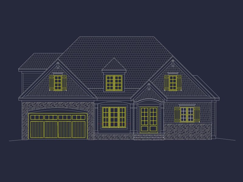 Traditional Craftsman house Plan with CAD Floor Designs