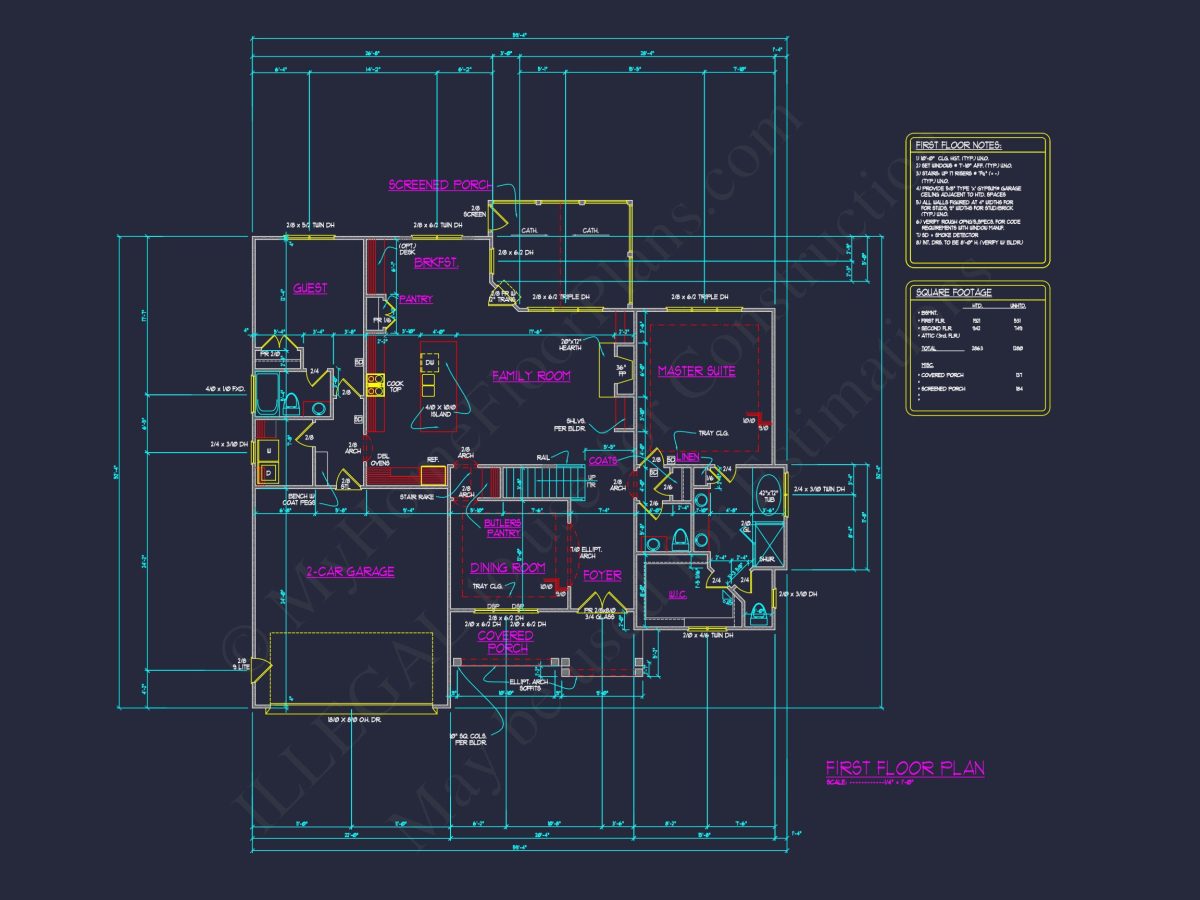 Traditional Craftsman house Plan with CAD Floor Designs