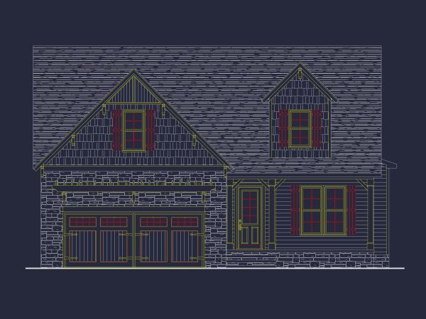 Traditional Craftsman house Plan with CAD and Blueprint Designs