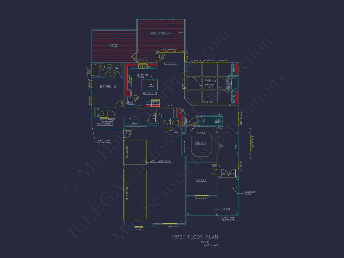 Traditional Craftsman house Plan with Detailed CAD Designs