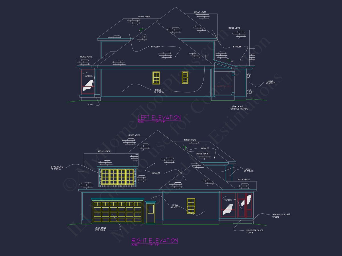 Traditional Craftsman house Plan with Vaulted Ceilings & 2 Owner Suites