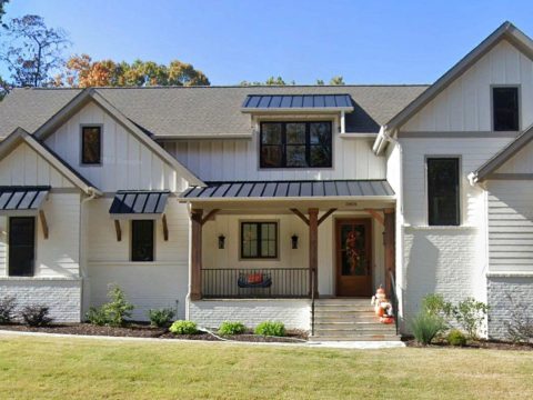 Traditional Farmhouse house Design with Detailed Floor Plan and CAD