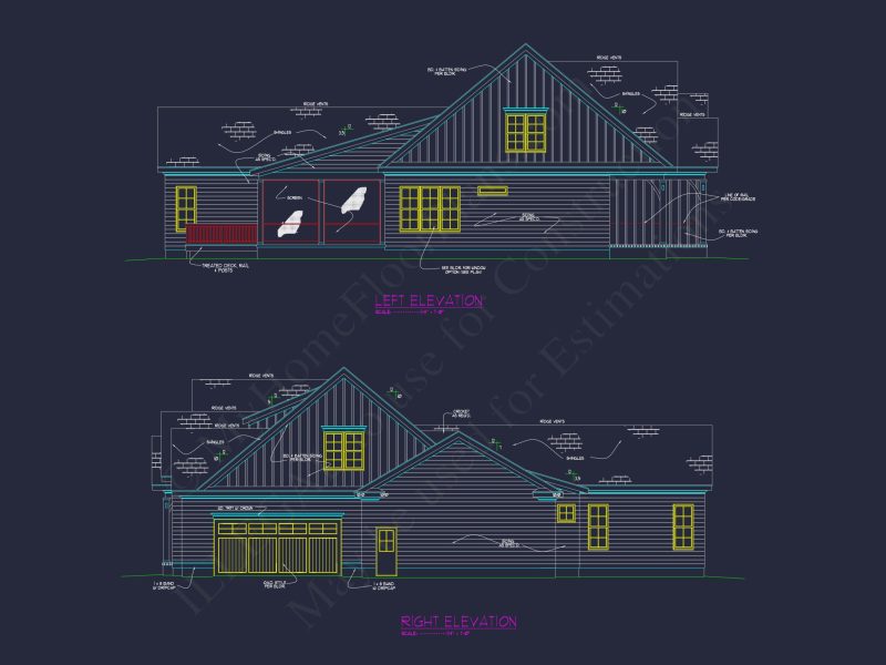 Traditional Farmhouse house Floor Plan with CAD and Blueprint Designs