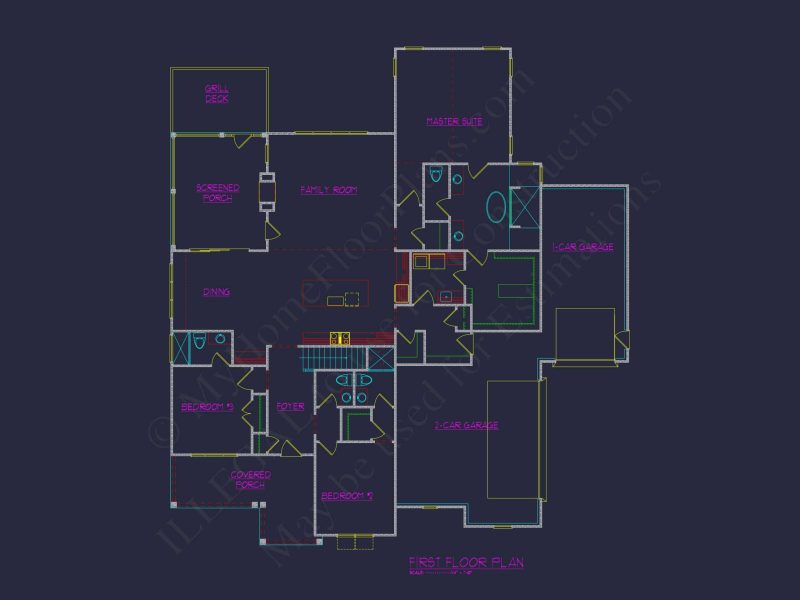Traditional Farmhouse house Floor Plan with CAD and Blueprint Designs