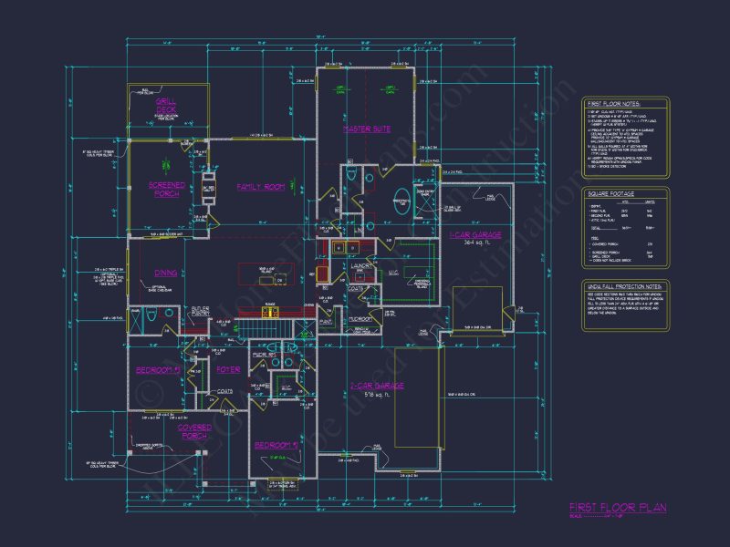 Traditional Farmhouse house Floor Plan with CAD and Blueprint Designs