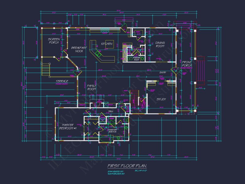 Traditional Farmhouse house Plan w/Basement & Garage - 6, 341 SqFt