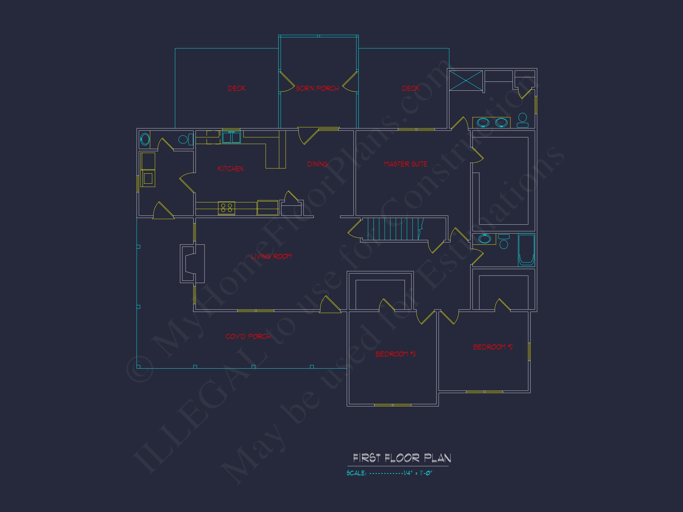 Traditional Farmhouse Home Plan with Ranch Layout and CAD Designs