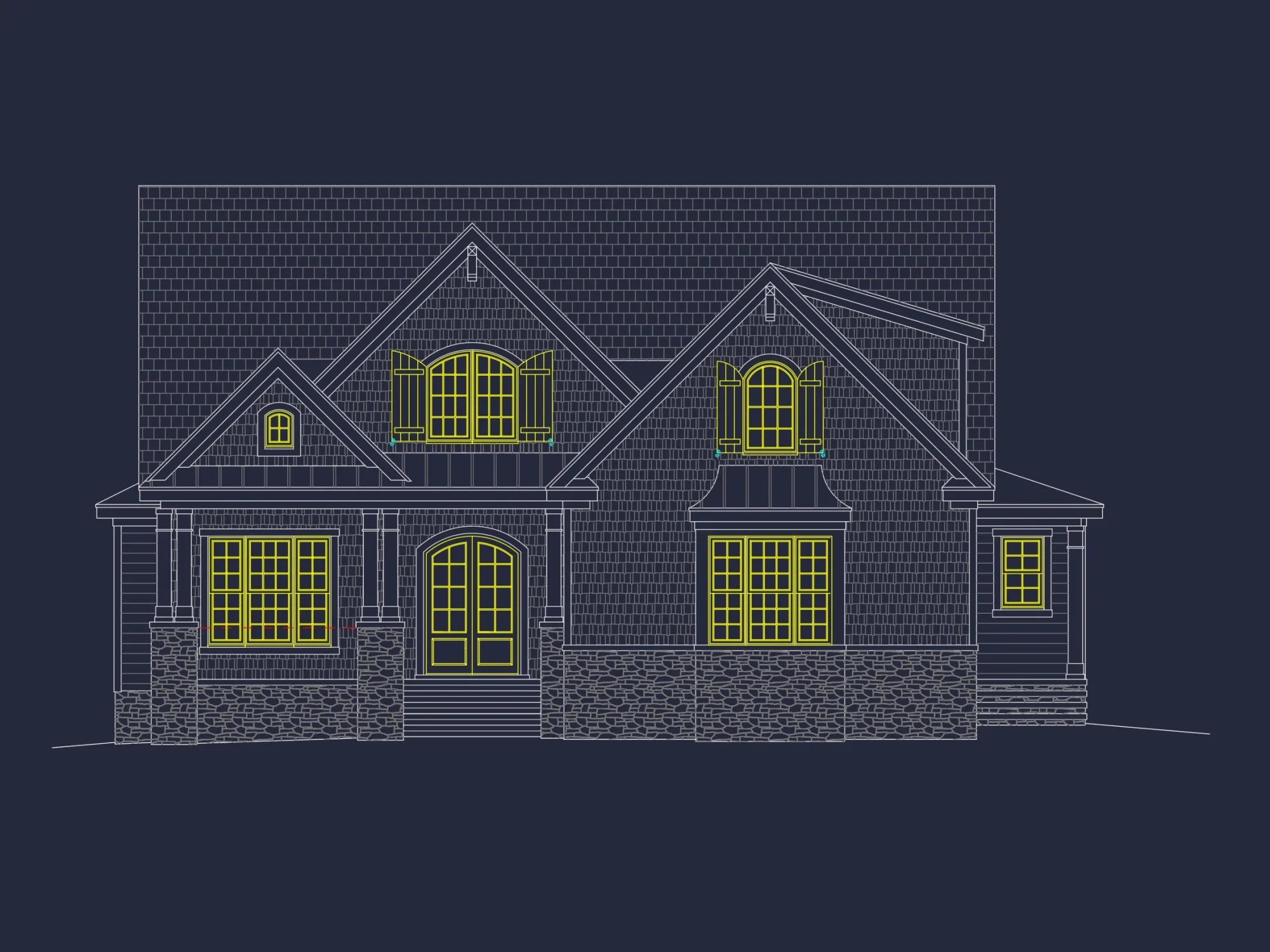 Traditional house Design with Blueprints and CAD Floor Plans