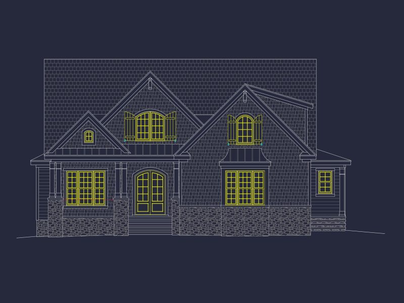 Traditional house Design with Blueprints and CAD Floor Plans
