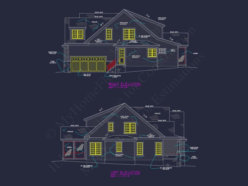 Traditional house Design with Blueprints and CAD Floor Plans